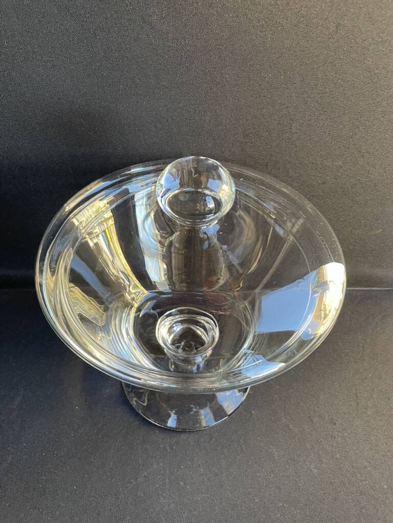 Grand compotier couvert – cristal soufflé uni