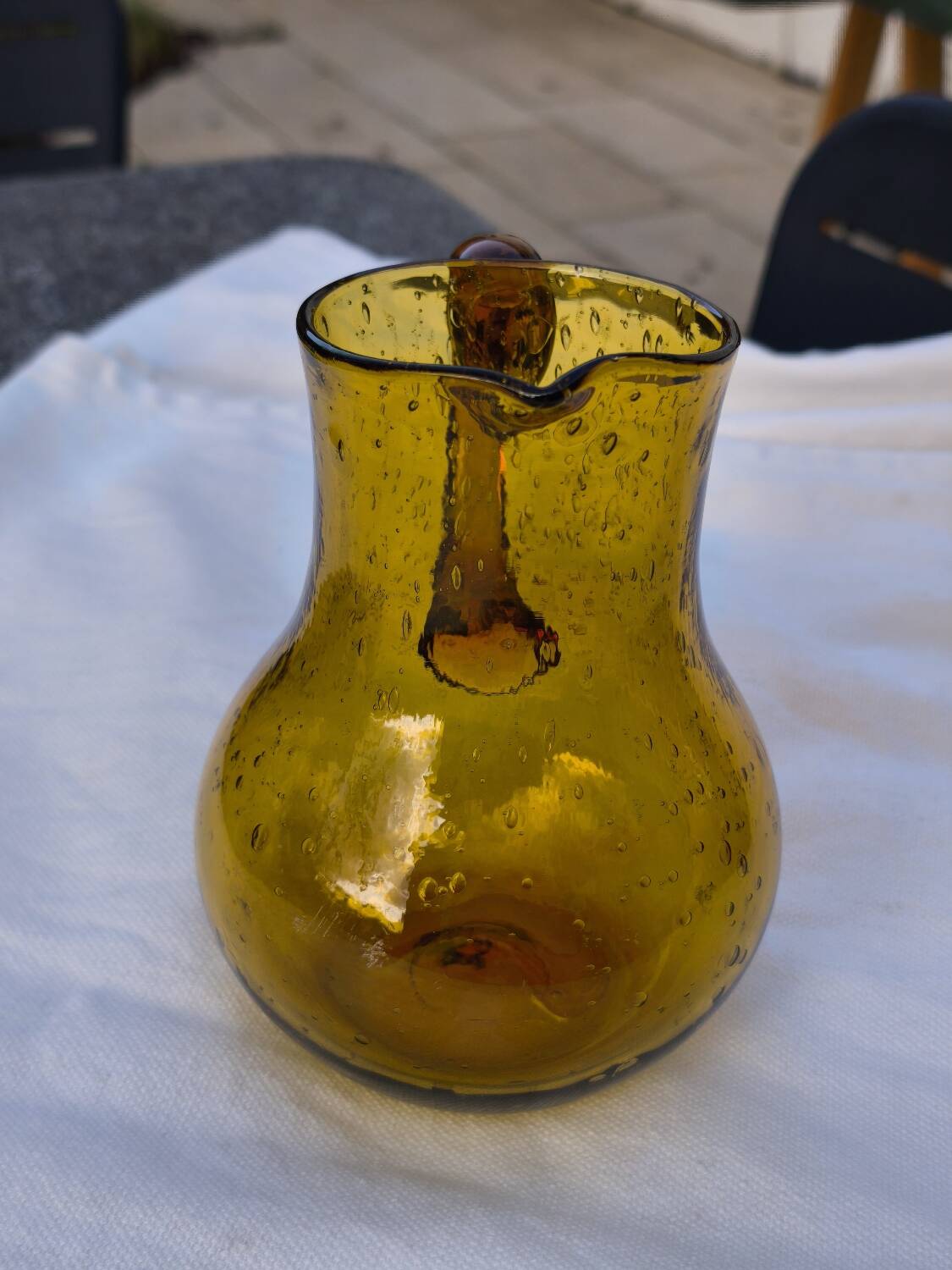 Hand-blown glass pitcher