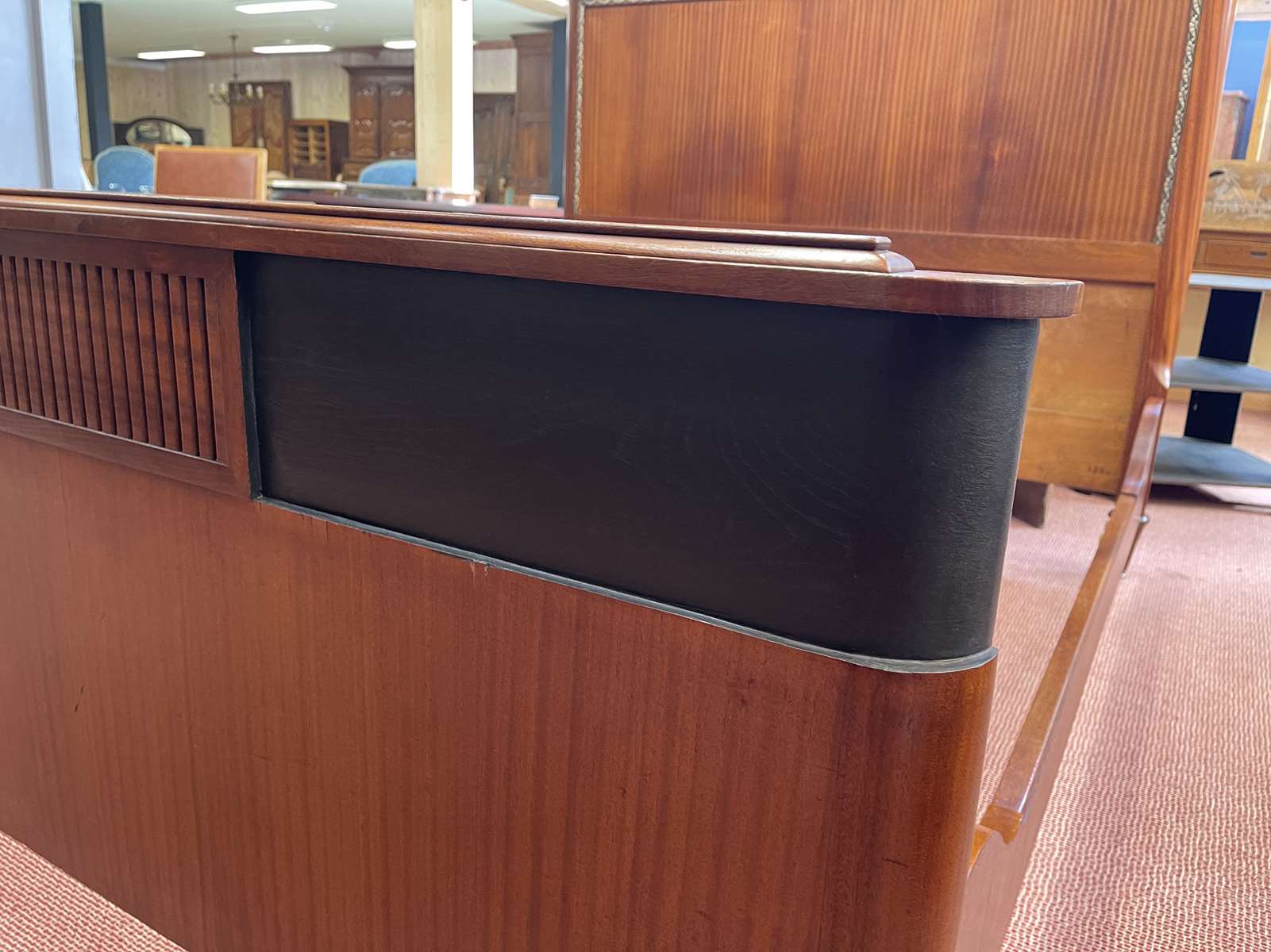 Art deco bedside table in mahogany and marble top