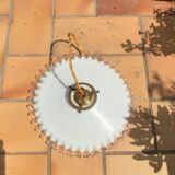 Vintage opaline suspension white wavy threads and gold socket retro firm style