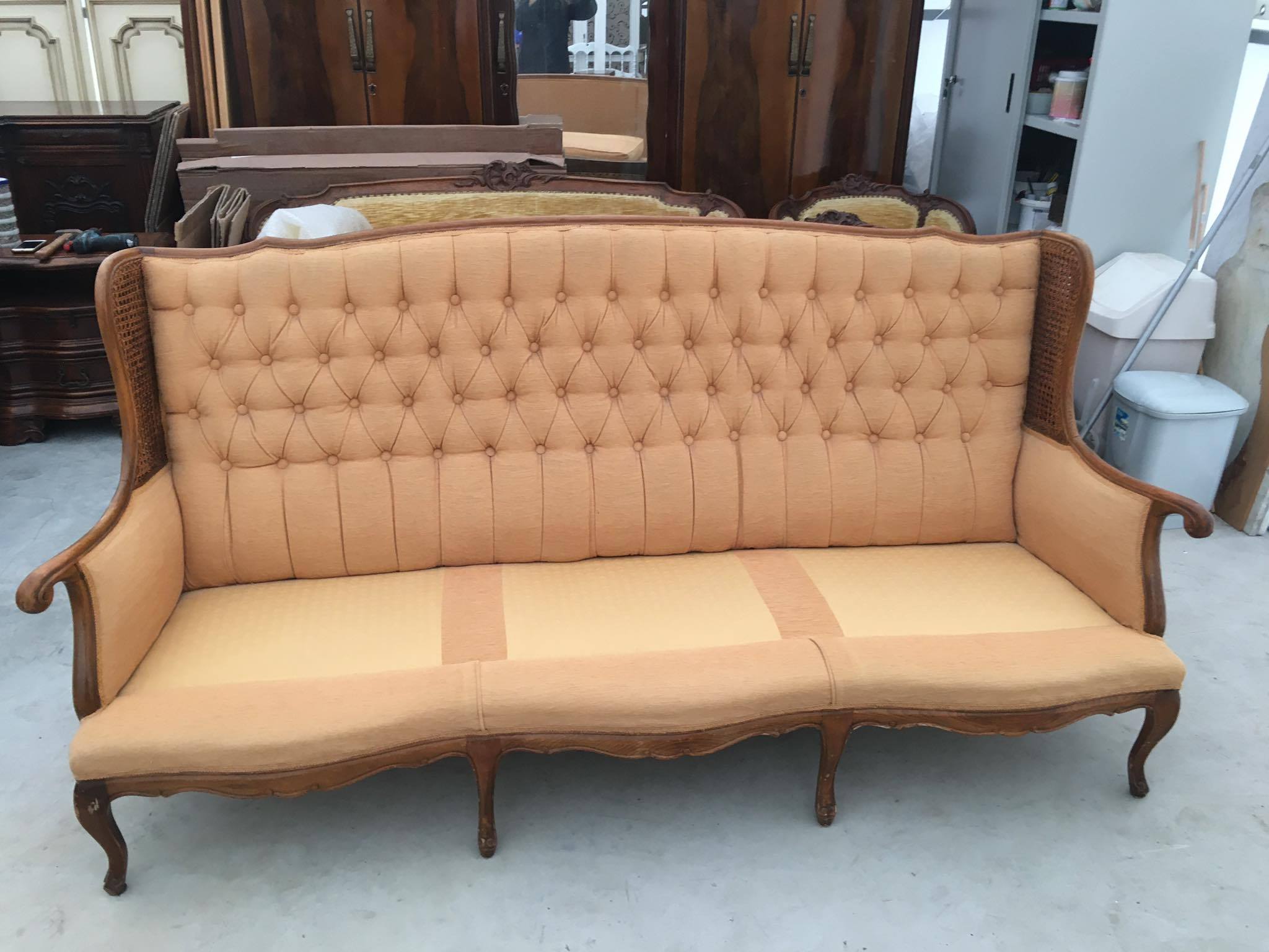 Mid-Century Italian Velvet Sofa Paolo Buffa Style 1950s
