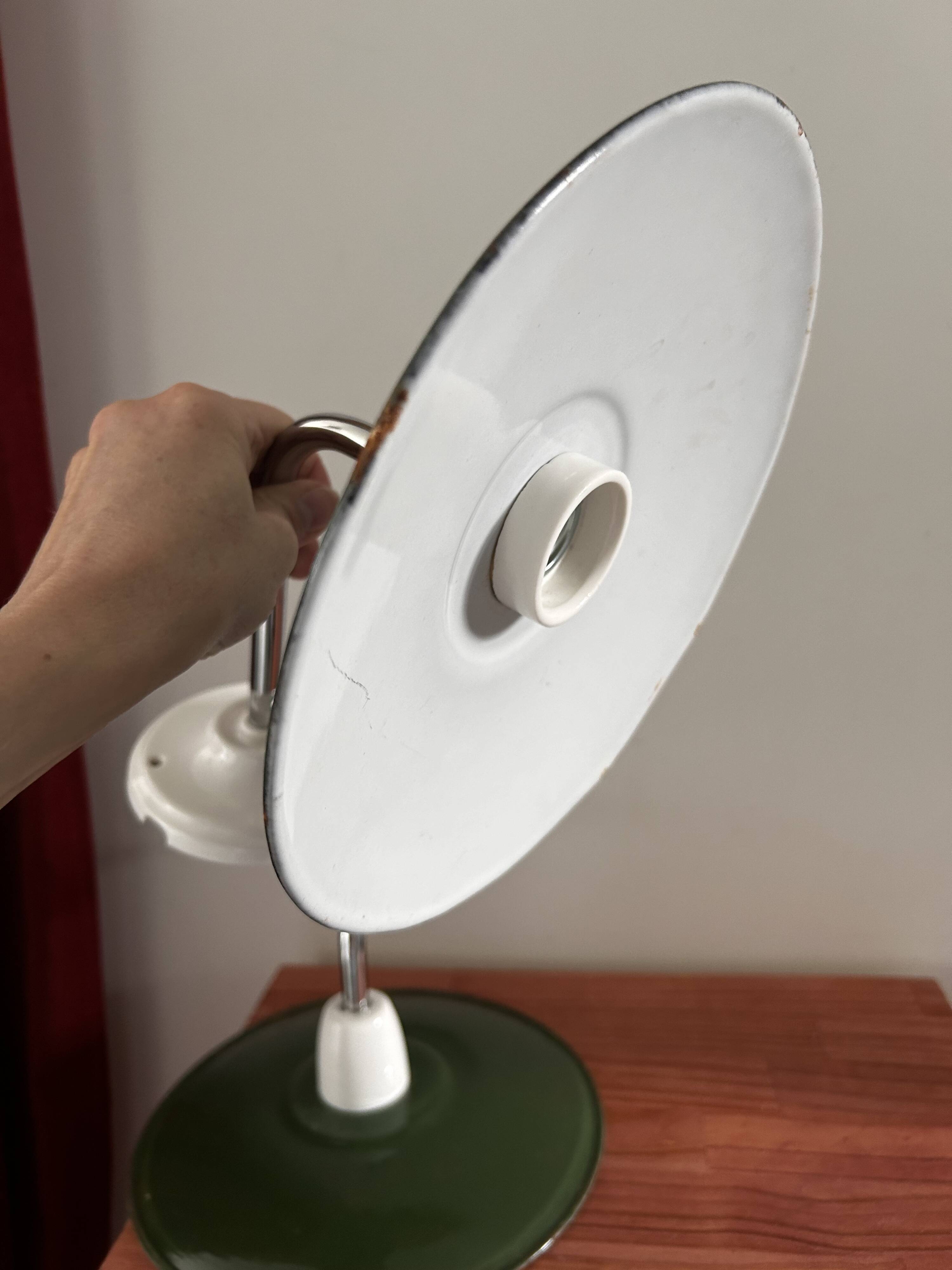 Pair of wall lights in green enameled sheet metal