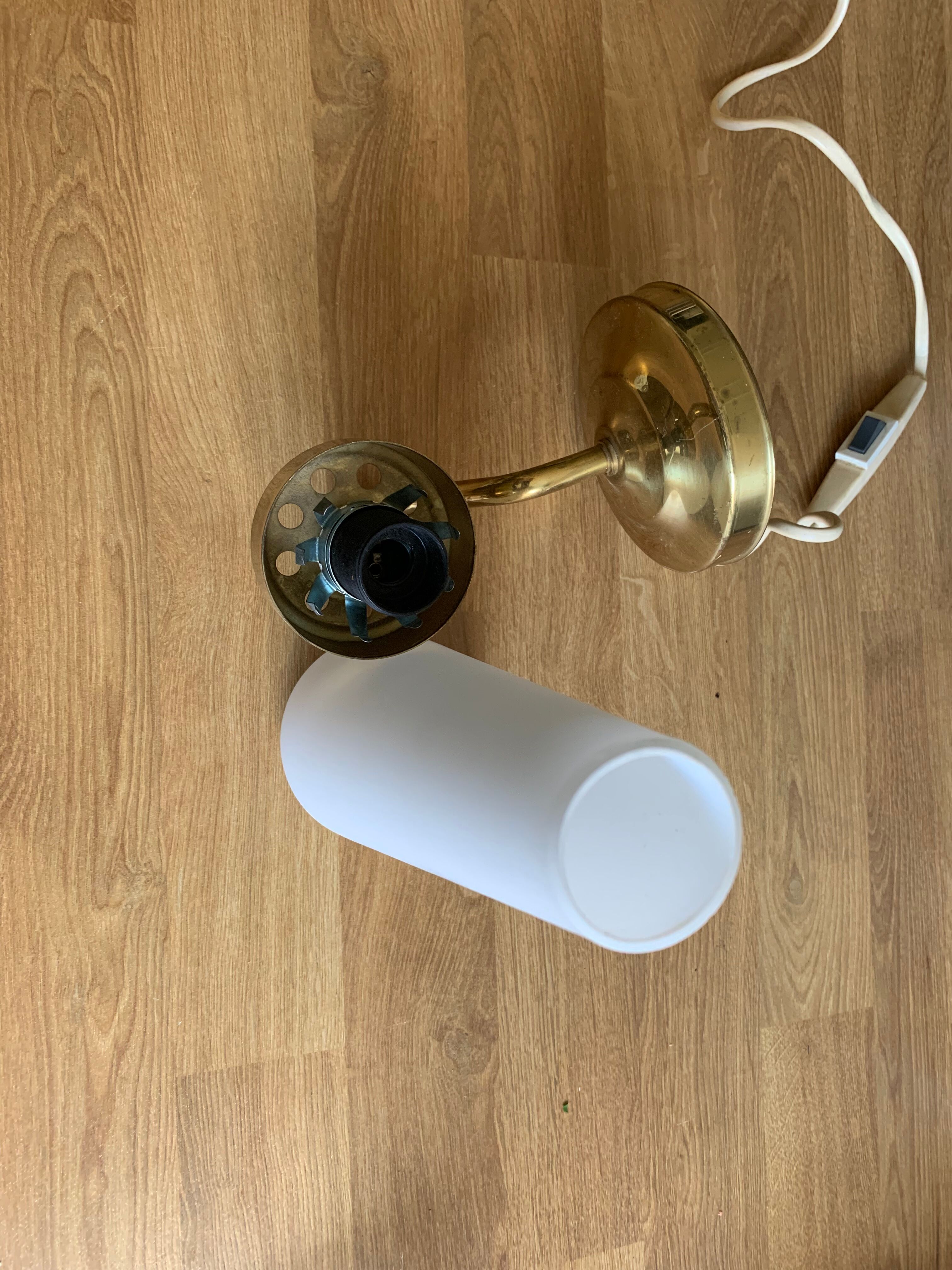 Pair of brass and opaline sconces, Denmark 1960