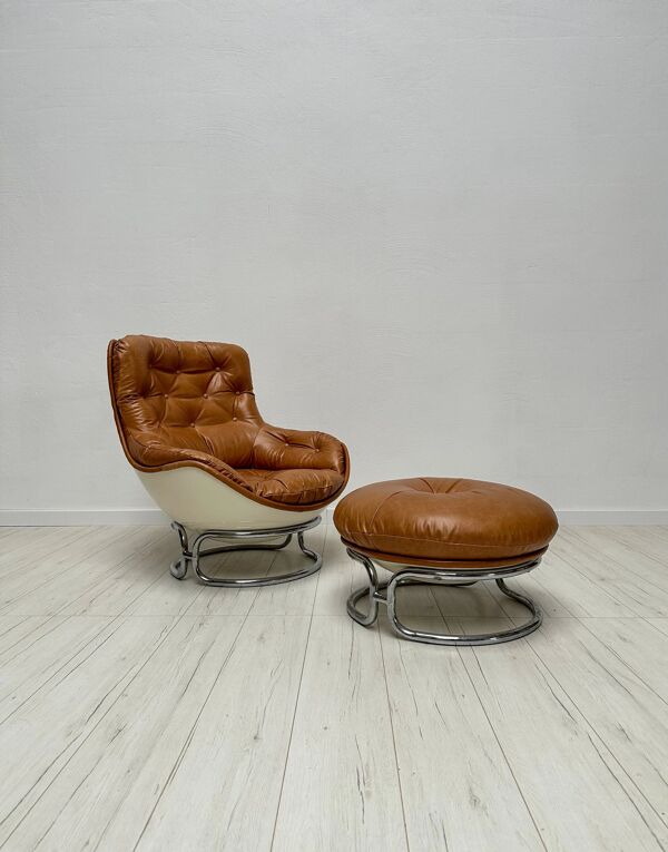 Ensemble de chaises 'Karate' en cuir vintage des années 1960 par Michel Cadestin pour Airborne