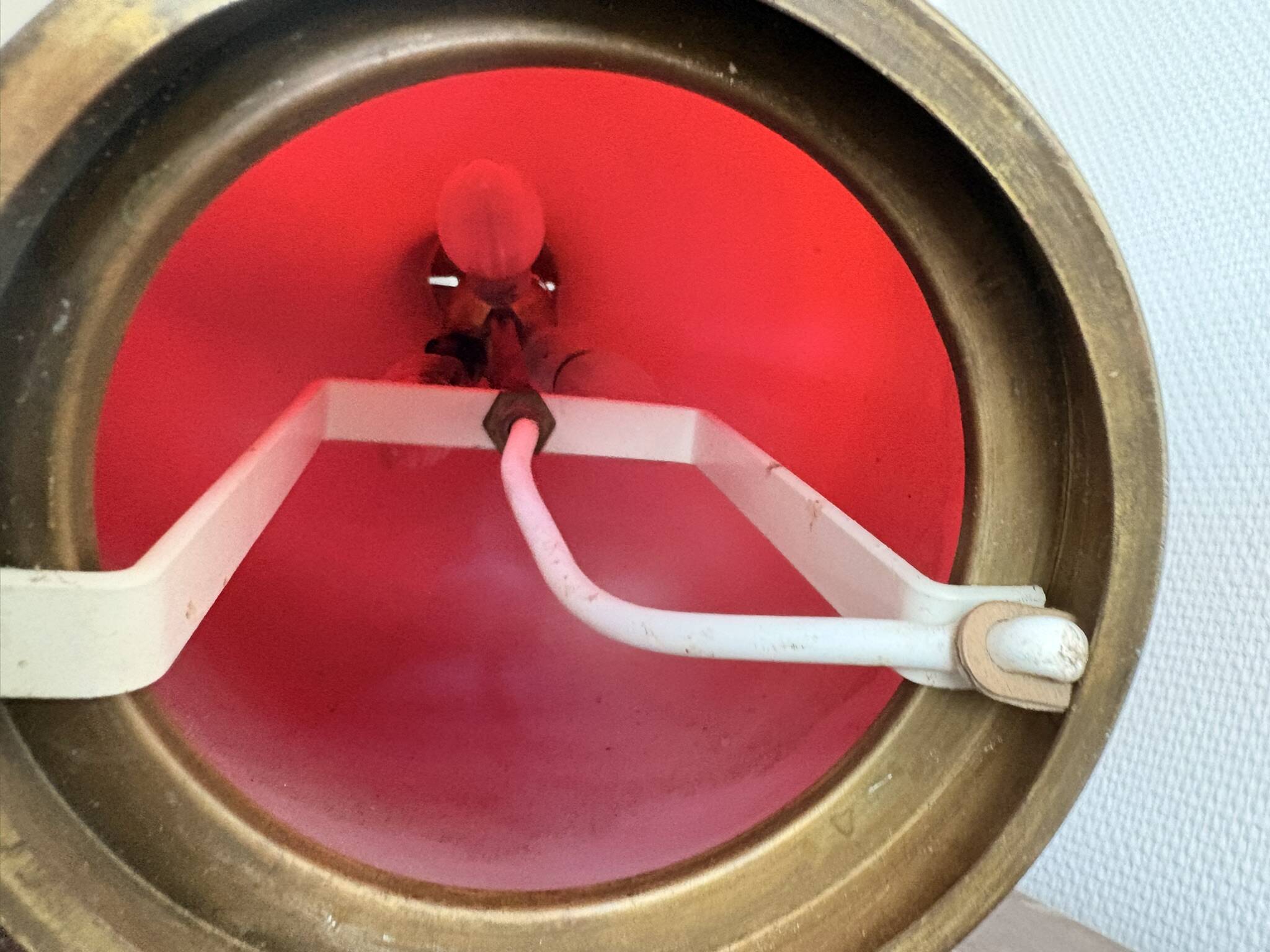 Large Bottle Lamp Opaline Glass Red Mid Century Vintage 80cm