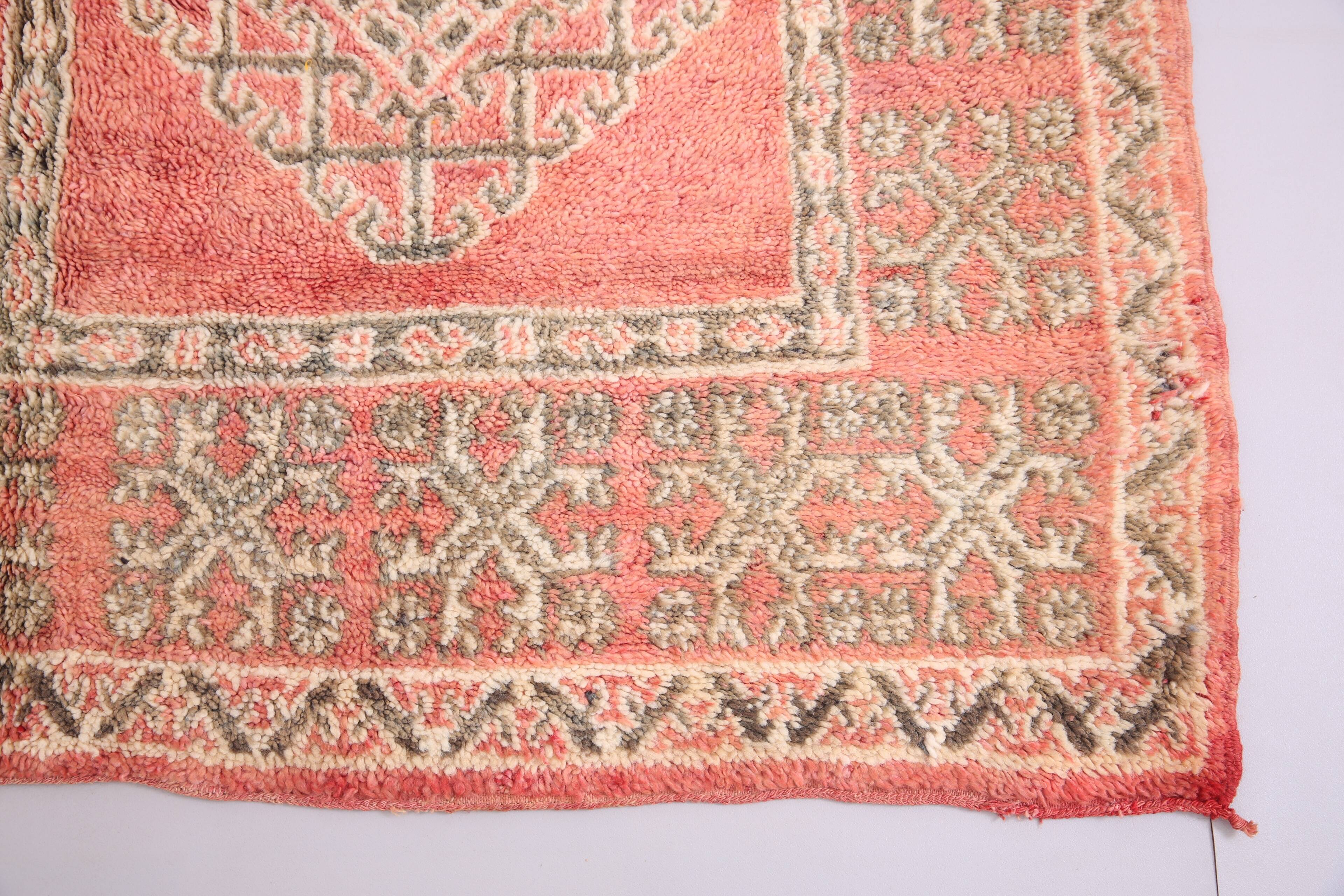Pink Vintage Moroccan Rug 186 cm x 279 cm - Handmade Wool Rug - Berber Rug