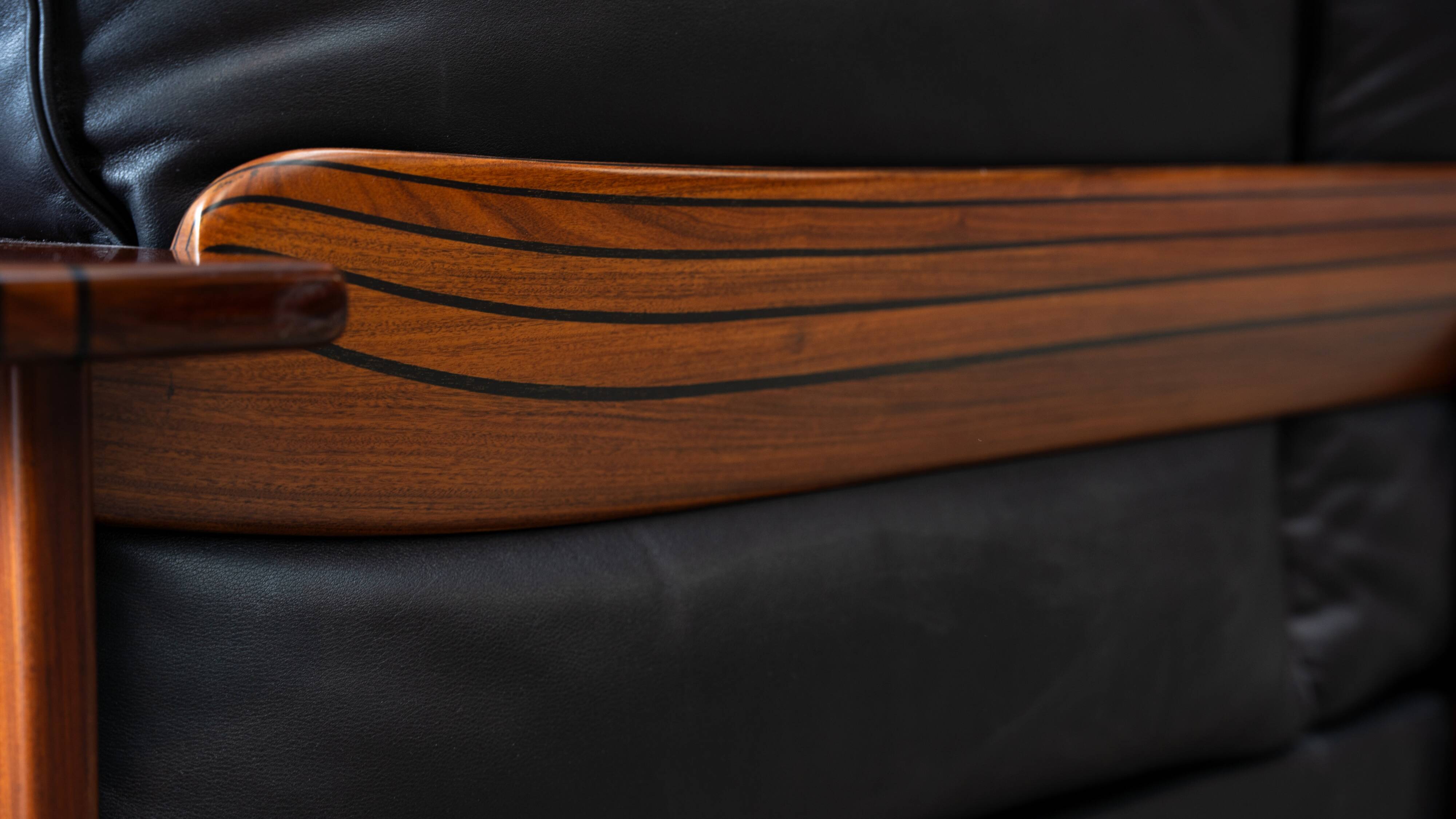 Rare rosewood 3-seater sofa by Afra e Tobia Scarpa for Maxalto