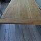 Coffee table made from an authentic farmhouse table, leg patinated pearl gray