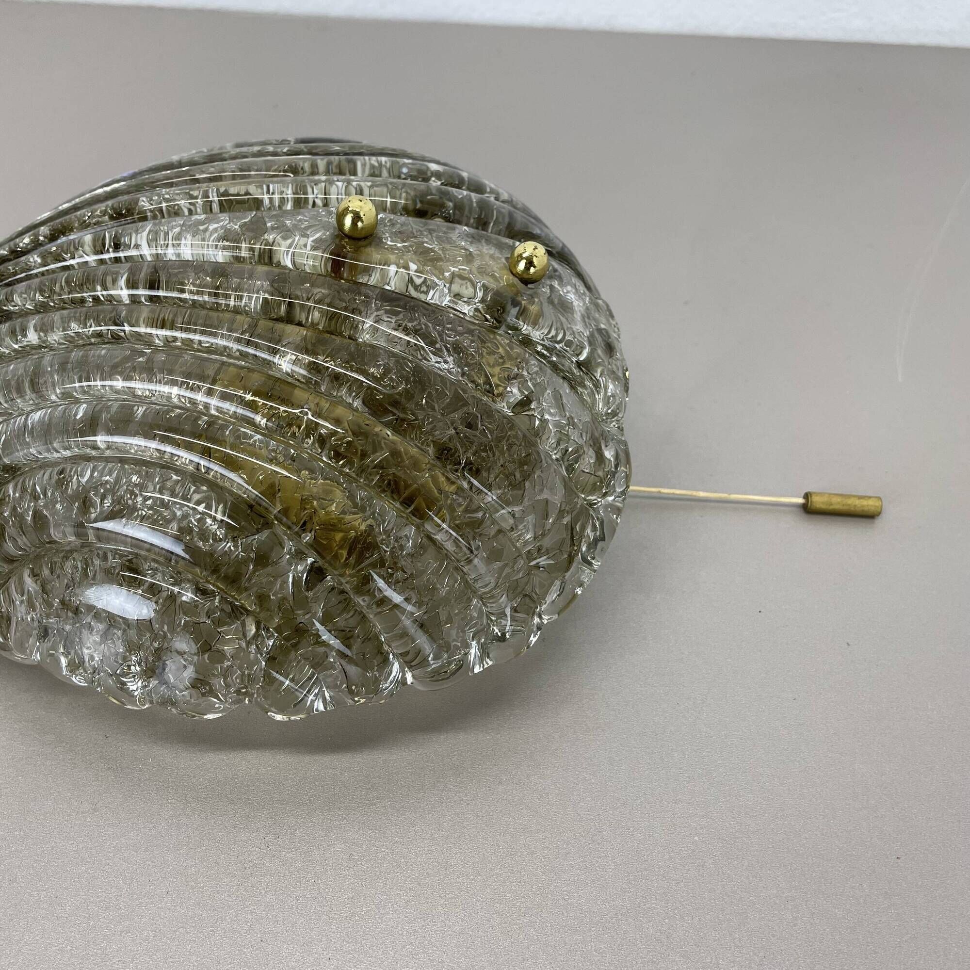 Vintage Murano gold Ice Glass Metal Wall Light by Kaiser Leuchten, Germany 1970s