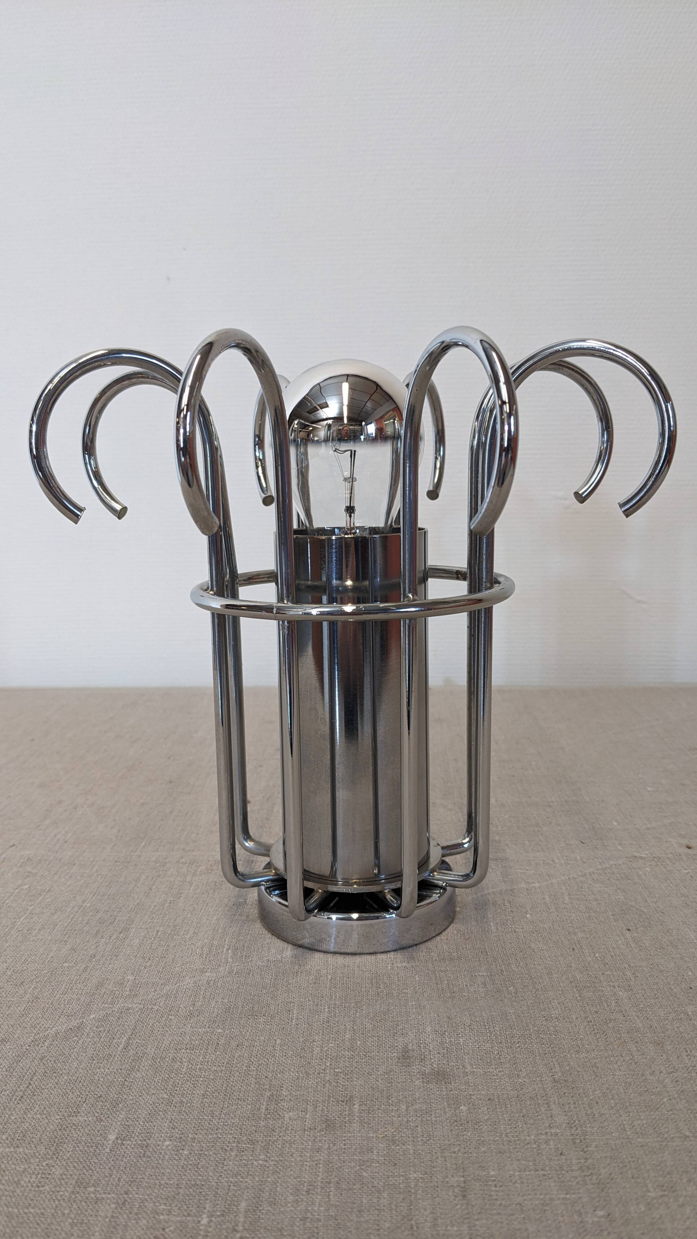 Modernist Space Age lamp in chrome metal from the 60s/70s