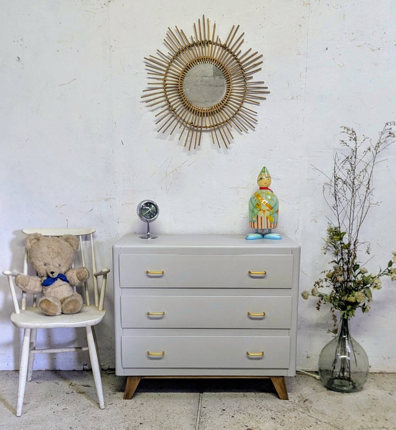 Compass Foot Chest of Drawers 1960 Vintage Design