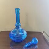 Vintage blue fluted decanter