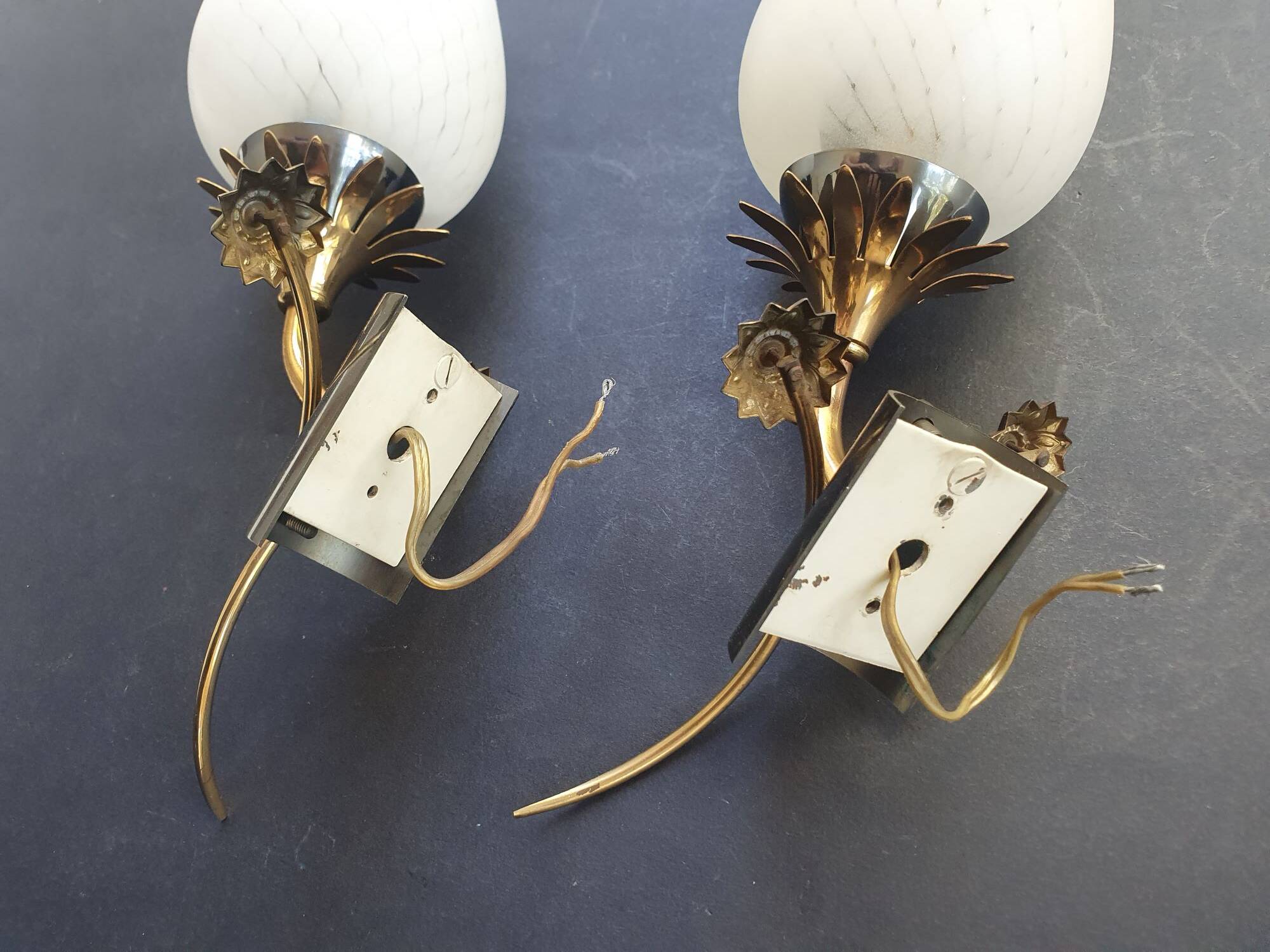 Pair of Art Deco wall sconces from the 1960s.