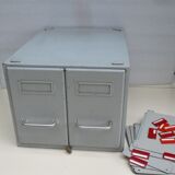 Vintage metal box with 2 drawers -industrial furniture grey