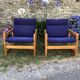 Duo de fauteuils vintage en hêtre lupton morton de john morton