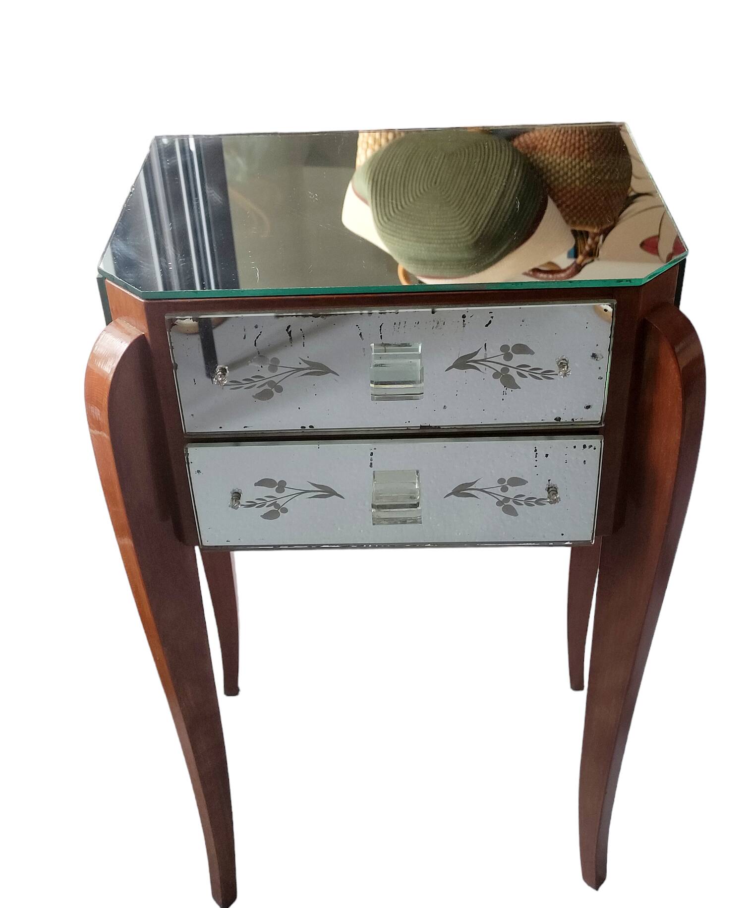 Art Deco mirrored bedside table