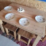 Wooden table and 4 stools