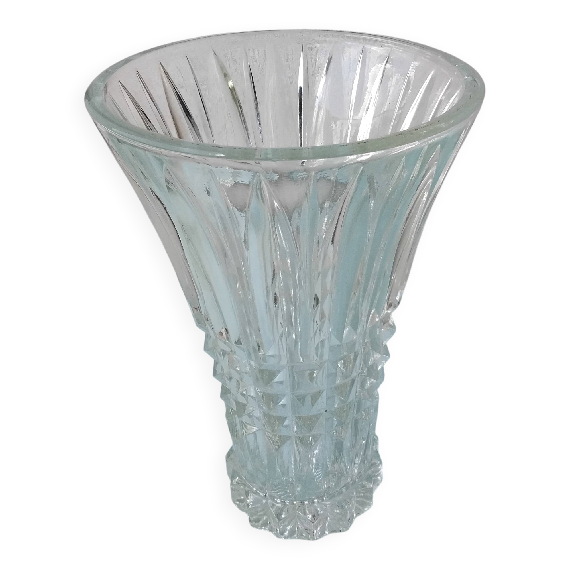 Moulded pressed glass vase