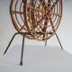 Mid-century round rattan magazine holder