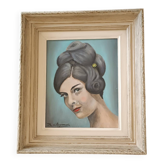 Oil painting portrait of a woman, 1960