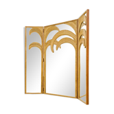 Paravent en miroir et rotin