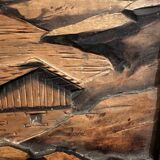 Tableau Alpin vintage années 50 - Sculpté et Pyrogravé - Ambiance Chal