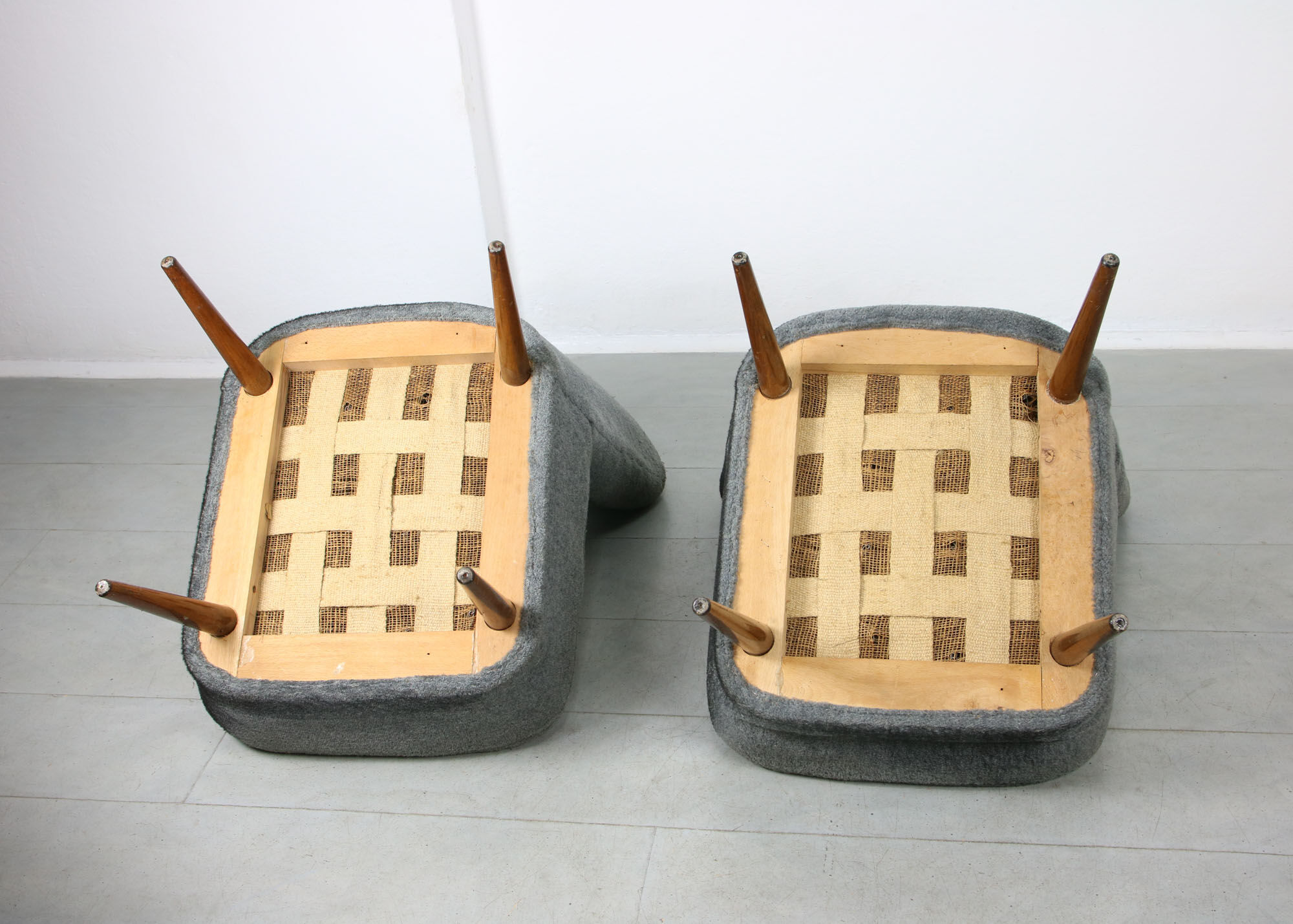 Chaises Art déco bleues, lot de 2