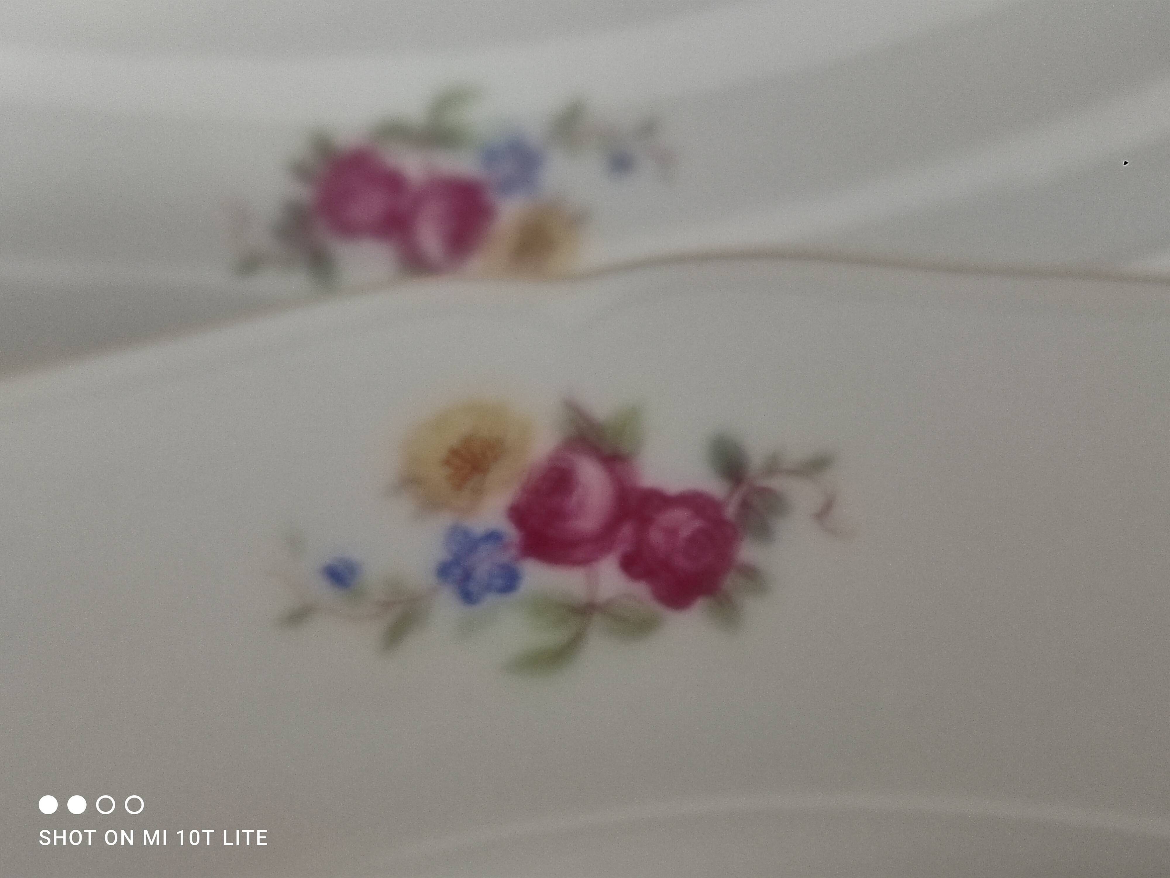 Dessert service 6 people 7 pieces porcelain Bavaria white decoration roses field flowers