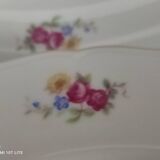 Dessert service 6 people 7 pieces porcelain Bavaria white decoration roses field flowers