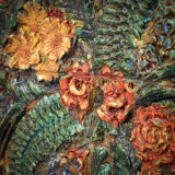 Ceramic floral relief wall sculpture by Neubauer, 1970s