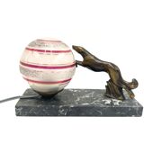 Art Deco table lamp with a dog figure