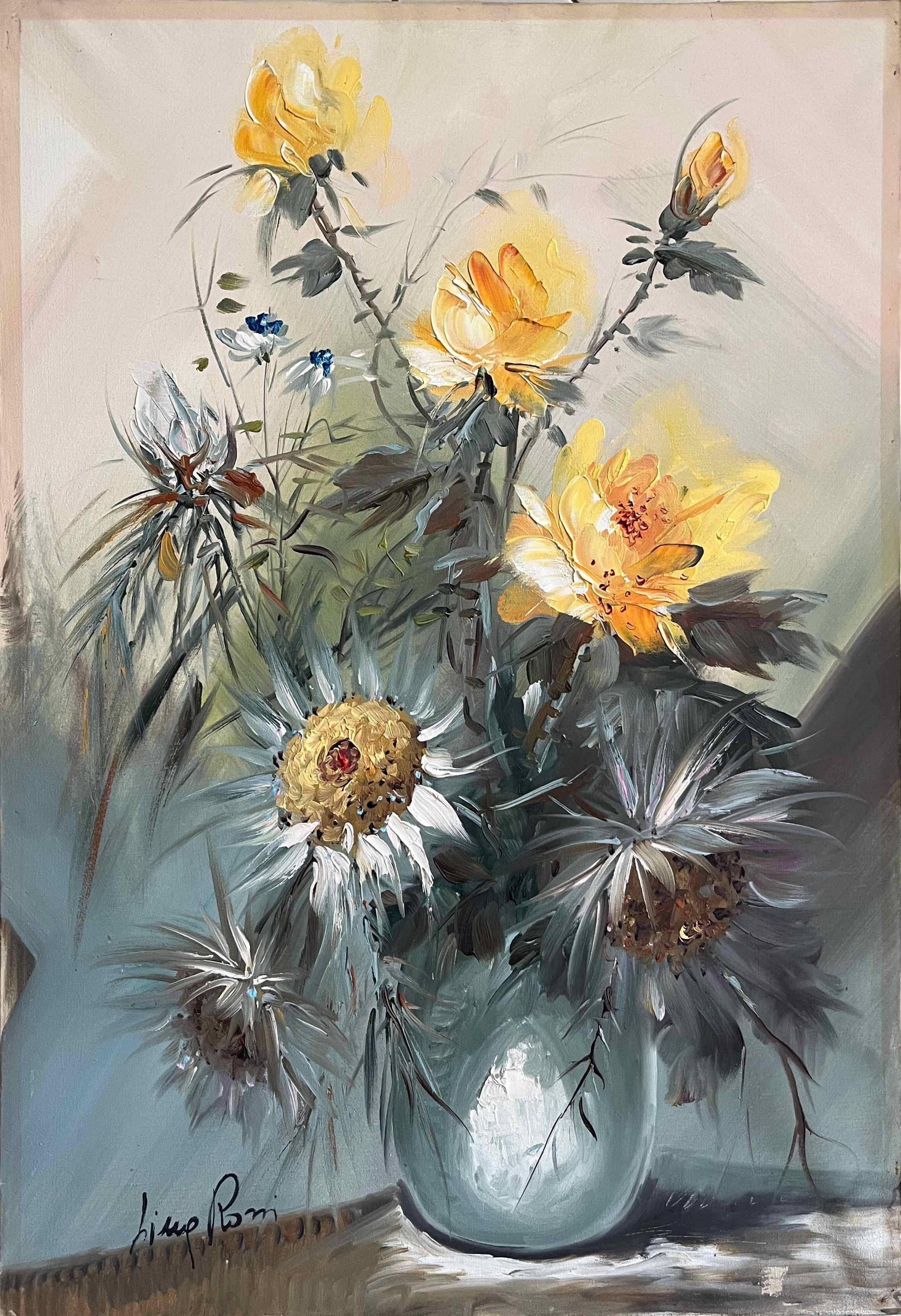 HST painting "Bouquet of wild flowers" signed 20th century