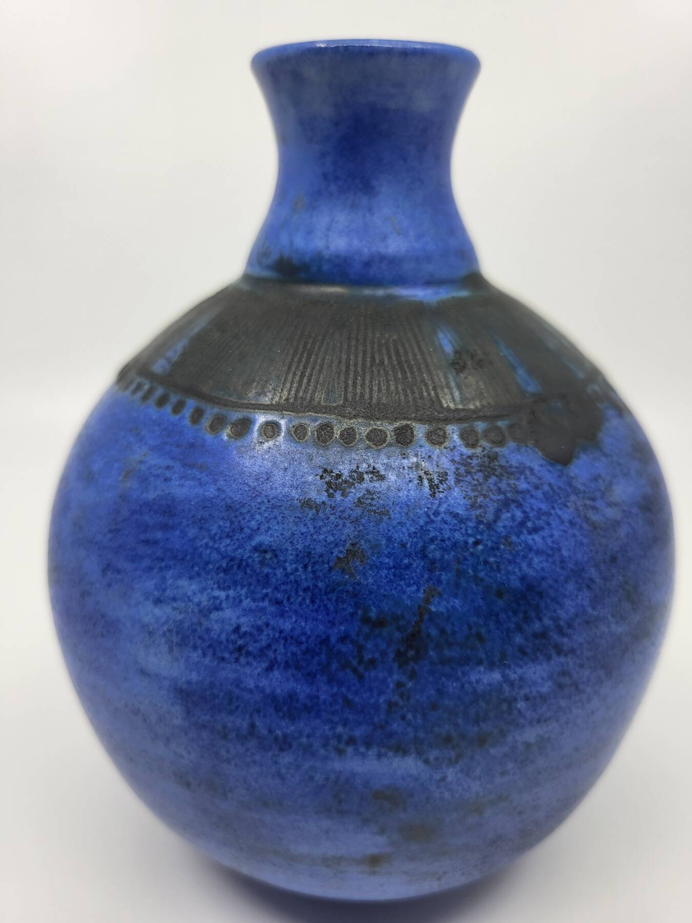 Jacques Blin vase in blue ceramic, France, Mid Century Design