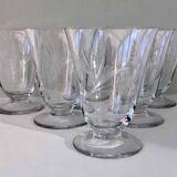 6 wine glasses carved with lily of the valley sprigs