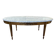 Table basse ovale de style Louis XVIen laiton et marbre