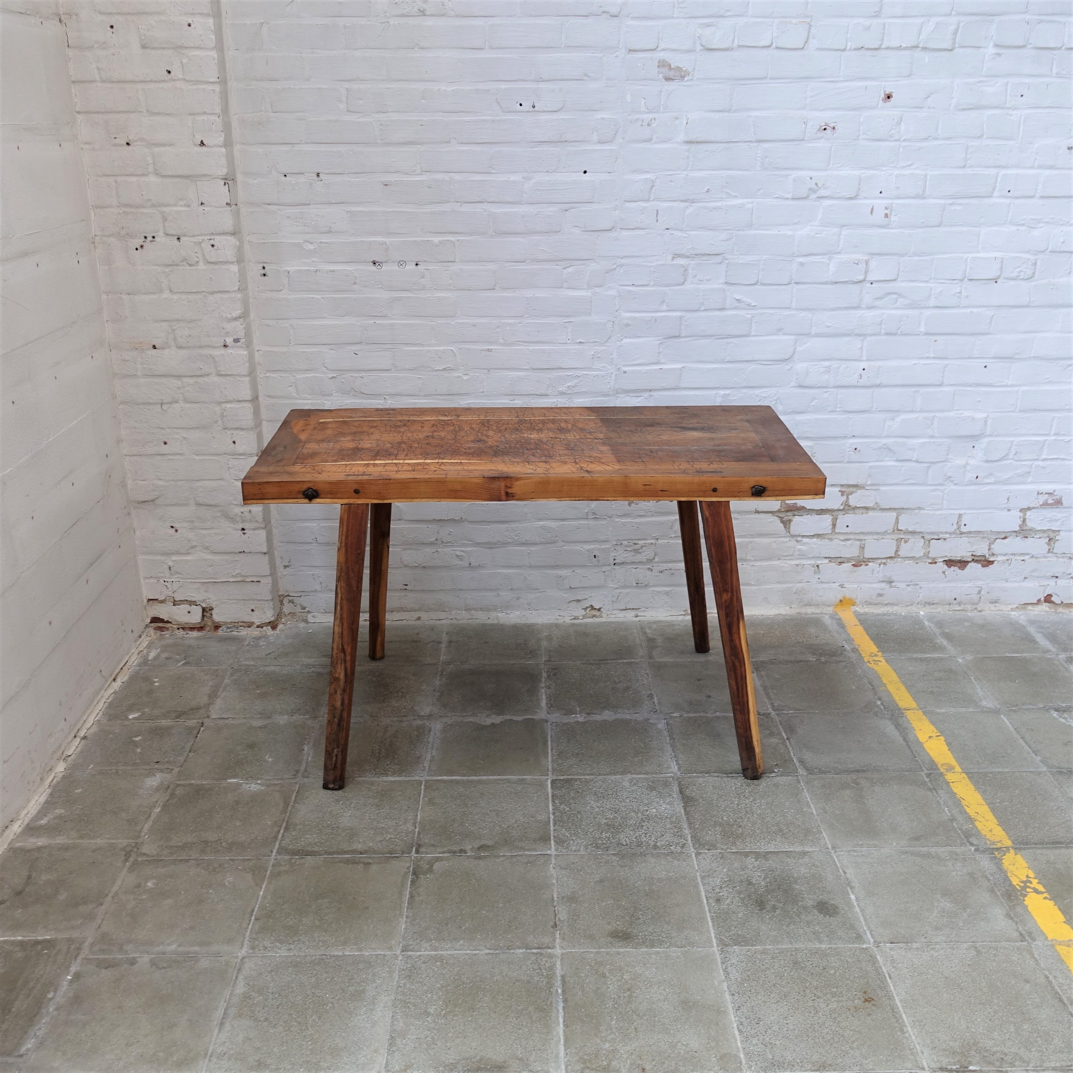 Antique industrial butcher table