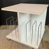 Small side table with storage for vinyl records from the 1970s.