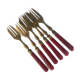 Lot de 6 fourchettes à dessert bakélite rouge