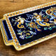 Cake dish cake Gien Renaissance blue background