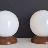 Paire de lampes de chevet en bois