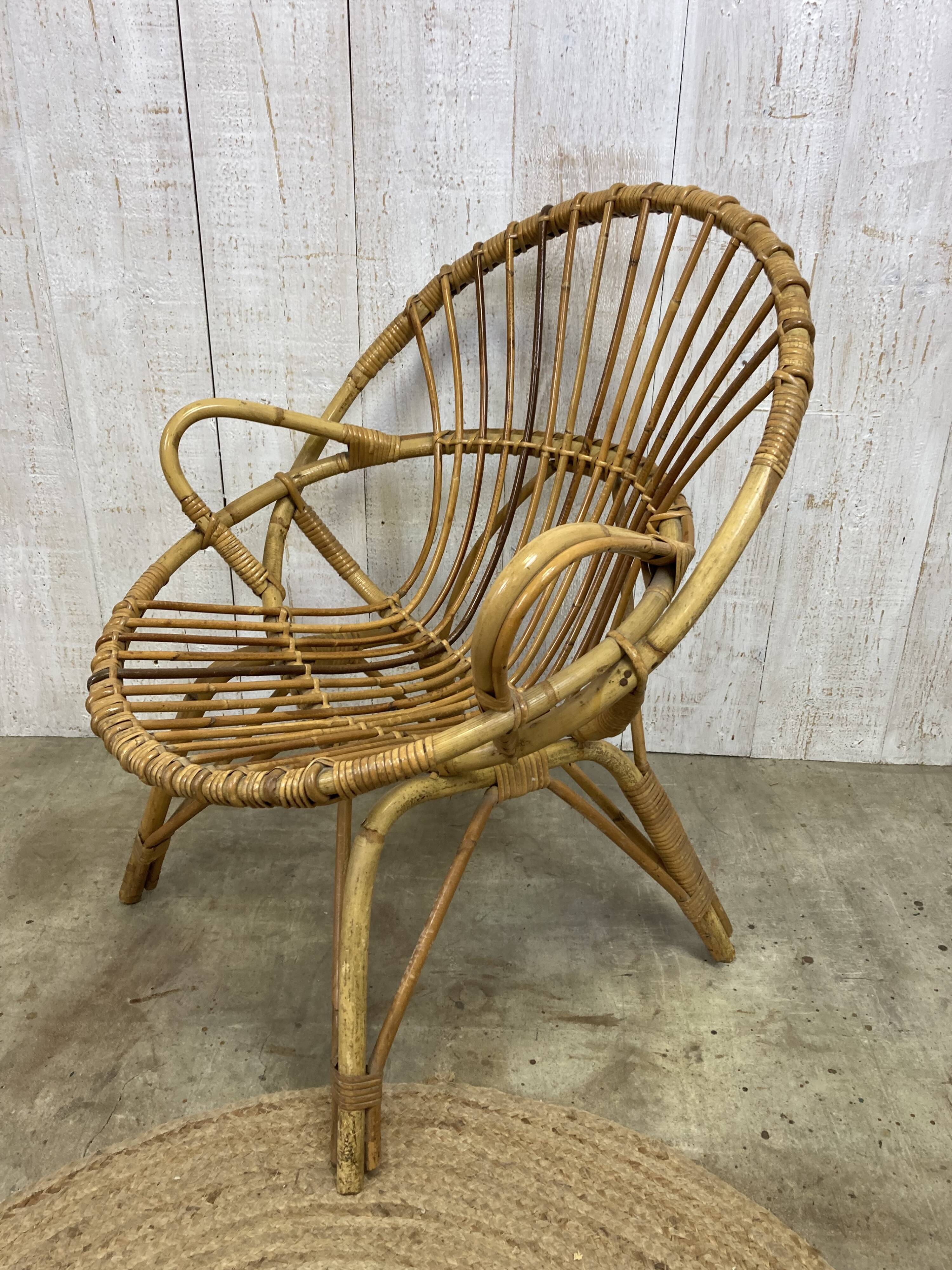 Pair of vintage rattan armchairs