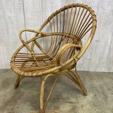 Pair of vintage rattan armchairs