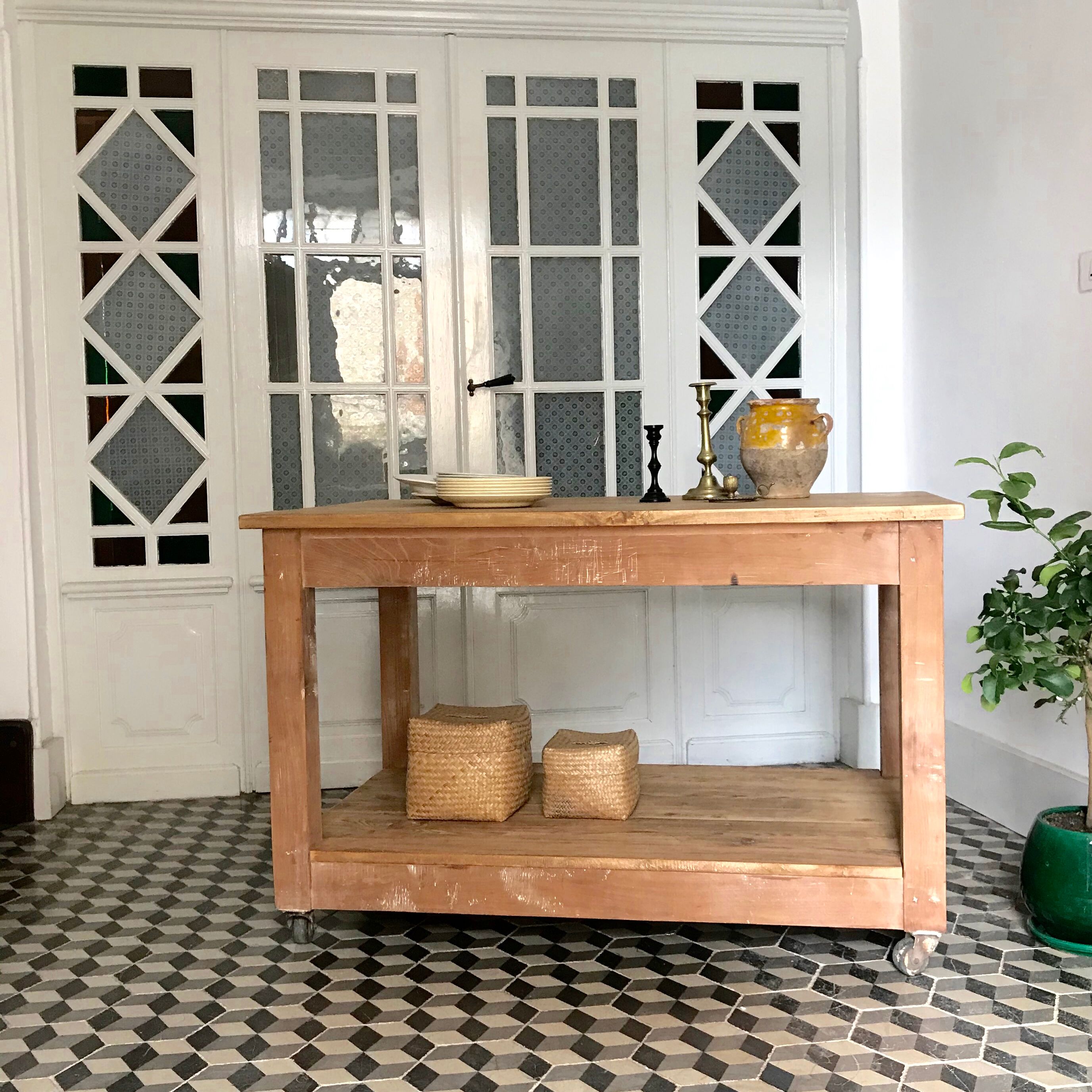 Wooden drapery table