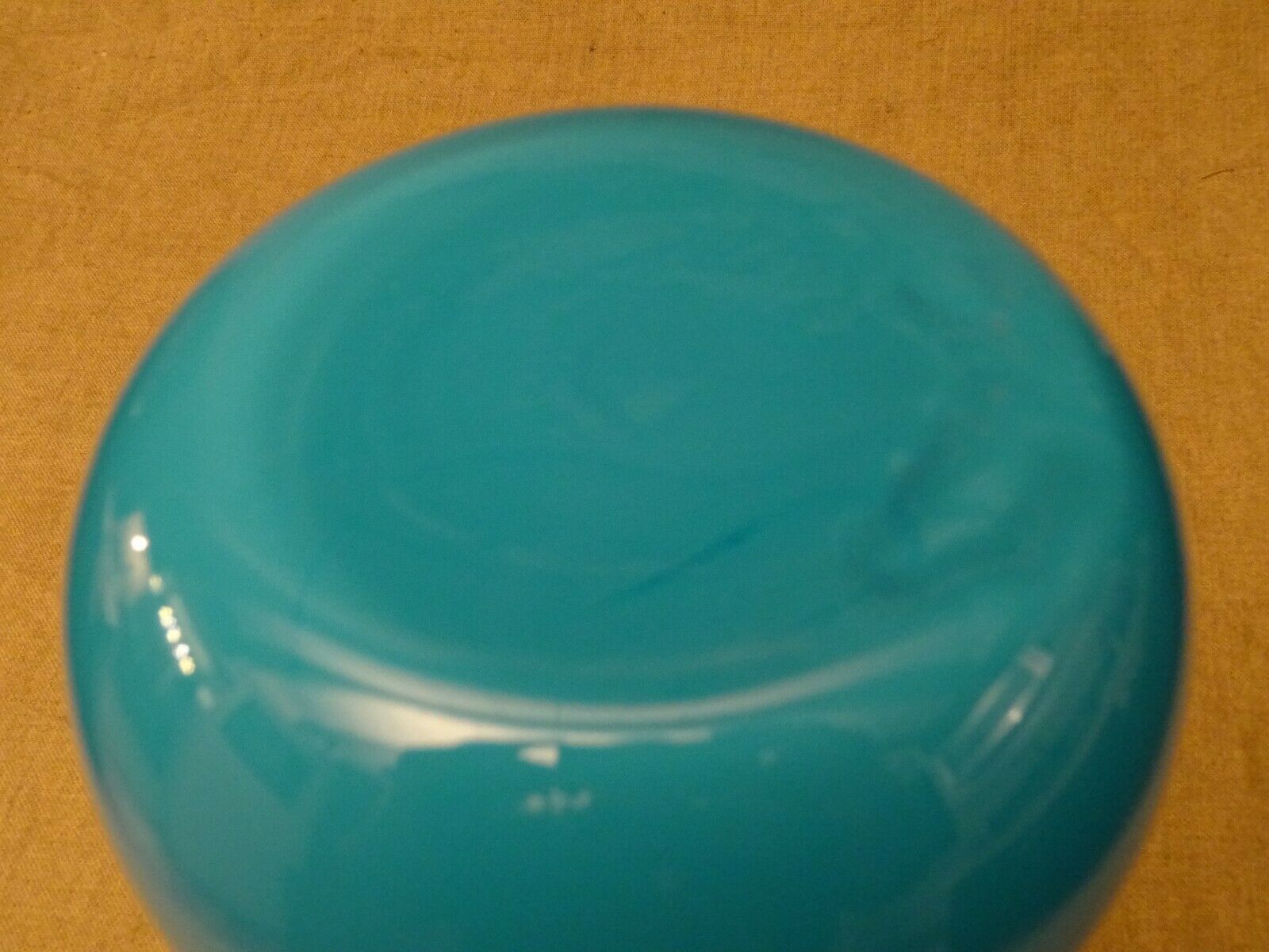 Vase in blue opaline scalloped neck vintage 70's