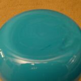 Vase in blue opaline scalloped neck vintage 70's