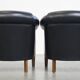 Lot de 2 fauteuils club en cuir de vachette noir de style anglais