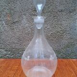 Engraved glass carafe from the 1950s