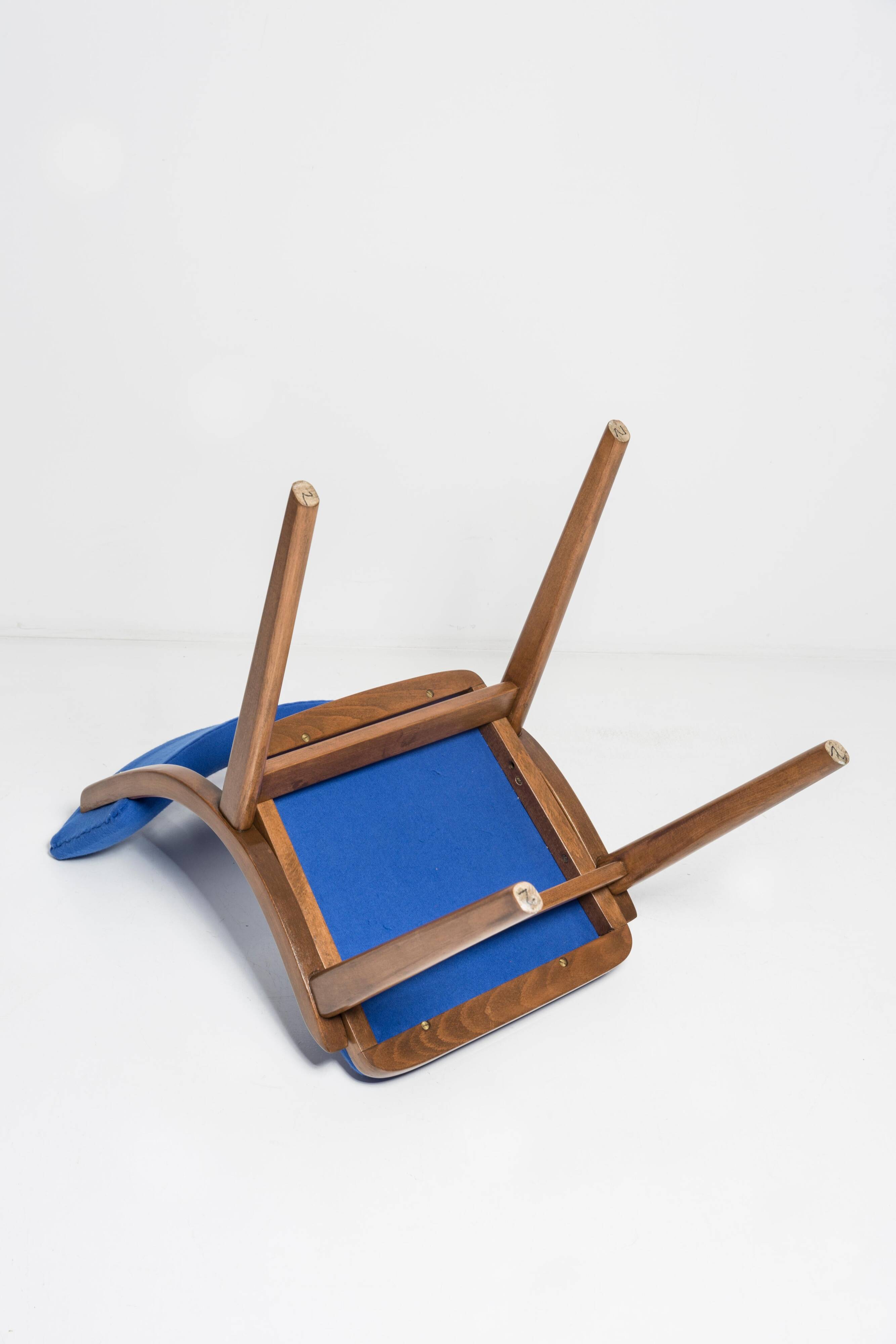Bumerang Chair Mid-Century Modern, Royal Blue Wool, Poland, 1960s