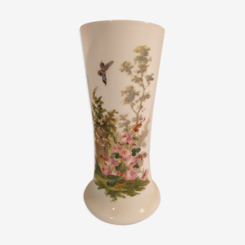 Vase en opaline décor fleuri superbe état 30 cm 930 g