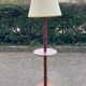 Art Deco floor lamp with wooden shelf and beige lampshade